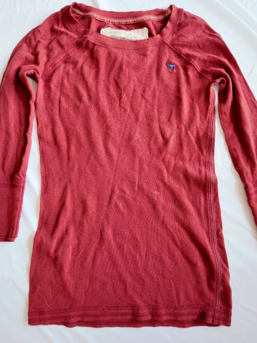 Vintage Abercrombie & Fitch Embroidered Moose Thermal Knit Top - Red Size M Y2K